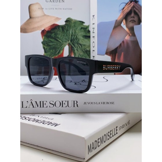 Burberry Black Square Sunglasses with Colorful Logo Temples